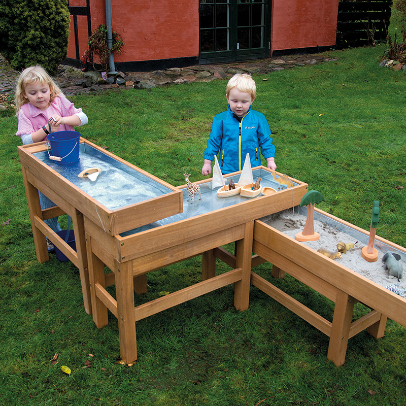 Outdoor Wooden Water and Sand Table with Pump