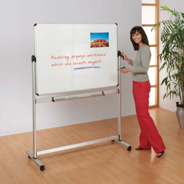 Mobile Revolving Whiteboard on Wheels H1200 x W1500mm | Creative Activity