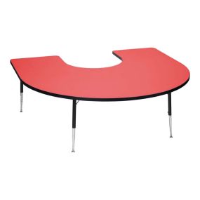 Height Adjustable Horseshoe Classroom Table Red Top